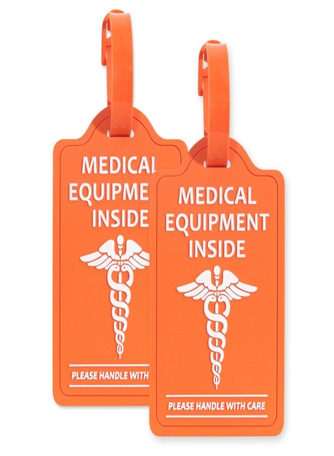 Yulaexie YULEAXIE Medical Equipment Luggage Tags (2-Pack) - TSA Approved Bright Orange & Blue Alert Tags for CPAP Devices, Mobility Equipment & Travel Bags - 4.25" x 2.59" Easy-Identify Medical ID Tags - Image 1